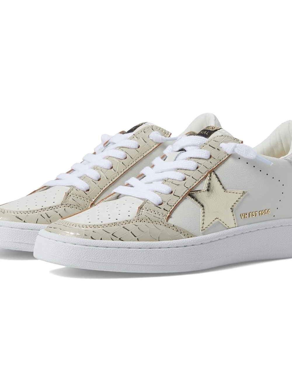 Vintage Havana Denisse White & Beige Star Accent Women's Sneakers NWT